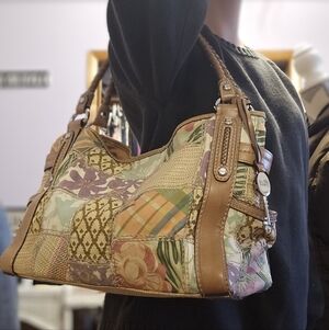 Vintage Fossil Patchwork Shoulder Bag